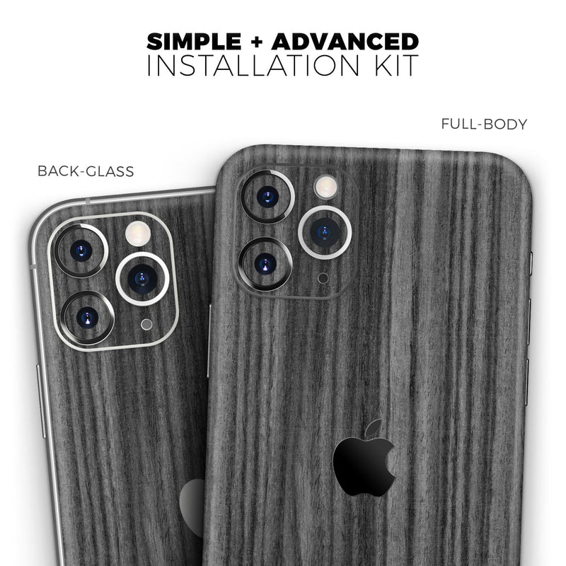 Dark Ebony Woodgrain 2 - Skin-Kit compatible with the Apple iPhone 13, 13 Pro Max, 13 Mini, 13 Pro, iPhone 12, iPhone 11 (All iPhones Available)