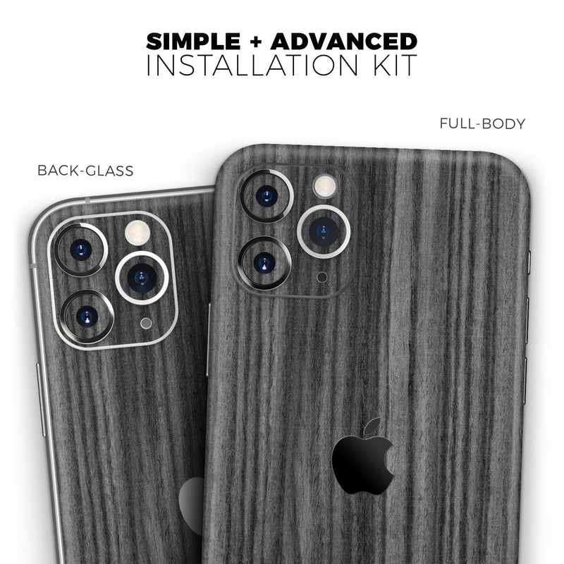 Dark Ebony Woodgrain - Skin-Kit compatible with the Apple iPhone 13, 13 Pro Max, 13 Mini, 13 Pro, iPhone 12, iPhone 11 (All iPhones Available)