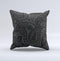 Dark Gray & Black Paisley Ink-Fuzed Decorative Throw Pillow