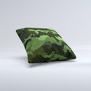 Dark Green Camouflage Textile ink-Fuzed Decorative Throw Pillow