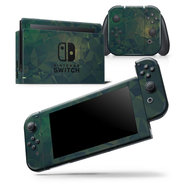 Dark Green Geometric V12 - Skin Wrap Decal for Nintendo Switch Lite Console & Dock - 3DS XL - 2DS - Pro - DSi - Wii - Joy-Con Gaming Controller