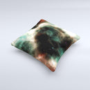Dark Green Glowing Universe Ink-Fuzed Decorative Throw Pillow