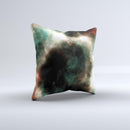 Dark Green Glowing Universe Ink-Fuzed Decorative Throw Pillow
