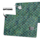 Dark Green Watercolor Quatrefoil - Premium Protective Decal Skin-Kit for the Apple Credit Card