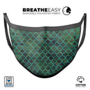 Dark Green Watercolor Quatrefoil - Made in USA Mouth Cover Unisex Anti-Dust Cotton Blend Reusable & Washable Face Mask with Adjustable Sizing for Adult or Child