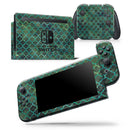 Dark Green Watercolor Quatrefoil - Skin Wrap Decal for Nintendo Switch Lite Console & Dock - 3DS XL - 2DS - Pro - DSi - Wii - Joy-Con Gaming Controller