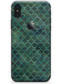Dark Green Watercolor Quatrefoil - iPhone X Skin-Kit