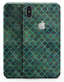 Dark Green Watercolor Quatrefoil - iPhone X Skin-Kit