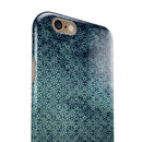 Dark Grungy Teal Micro Snowflake Pattern iPhone 6/6s or 6/6s Plus 2-Piece Hybrid INK-Fuzed Case