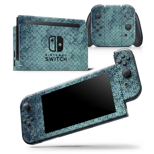 Dark Grungy Teal Micro Snowflake Pattern - Skin Wrap Decal for Nintendo Switch Lite Console & Dock - 3DS XL - 2DS - Pro - DSi - Wii - Joy-Con Gaming Controller