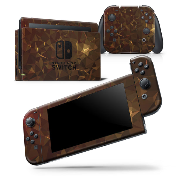Dark Orange Geometric V13 - Skin Wrap Decal for Nintendo Switch Lite Console & Dock - 3DS XL - 2DS - Pro - DSi - Wii - Joy-Con Gaming Controller