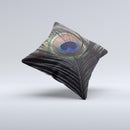 Dark Peacock Spread Ink-Fuzed Decorative Throw Pillow