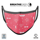 Dark Pink Doodles with Lightning - Made in USA Mouth Cover Unisex Anti-Dust Cotton Blend Reusable & Washable Face Mask with Adjustable Sizing for Adult or Child