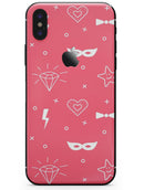 Dark Pink Doodles with Lightning - iPhone X Skin-Kit