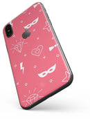 Dark Pink Doodles with Lightning - iPhone X Skin-Kit
