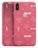 Dark Pink Doodles with Lightning - iPhone X Skin-Kit
