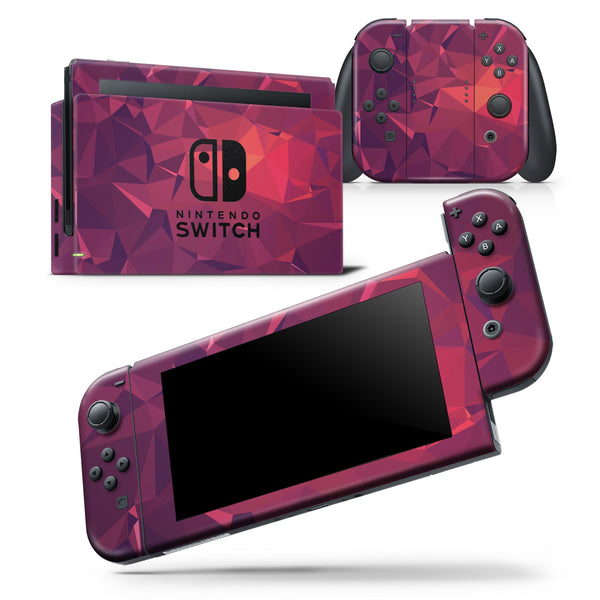 Dark Pink Geometric V19 - Skin Wrap Decal for Nintendo Switch Lite Console & Dock - 3DS XL - 2DS - Pro - DSi - Wii - Joy-Con Gaming Controller