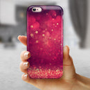 Dark Pink Shimmering Orbs of Light iPhone 6/6s or 6/6s Plus 2-Piece Hybrid INK-Fuzed Case