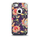 Dark Purple & Colorful Floral Pattern Skin for the iPhone 5c OtterBox Commuter Case
