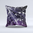 Dark Purple Light Arrays with Glowing Vines Ink-Fuzed Decorative Throw Pillow