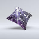 Dark Purple Light Arrays with Glowing Vines Ink-Fuzed Decorative Throw Pillow