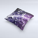 Dark Purple Light Arrays with Glowing Vines Ink-Fuzed Decorative Throw Pillow