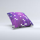 Dark Purple Squares Pattern Ink-Fuzed Decorative Throw Pillow