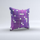 Dark Purple Squares Pattern Ink-Fuzed Decorative Throw Pillow