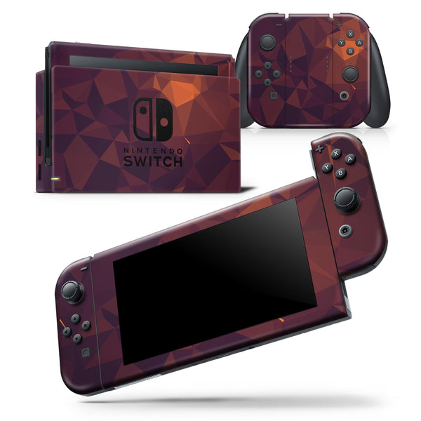 Dark Red Geometric V15 - Skin Wrap Decal for Nintendo Switch Lite Console & Dock - 3DS XL - 2DS - Pro - DSi - Wii - Joy-Con Gaming Controller