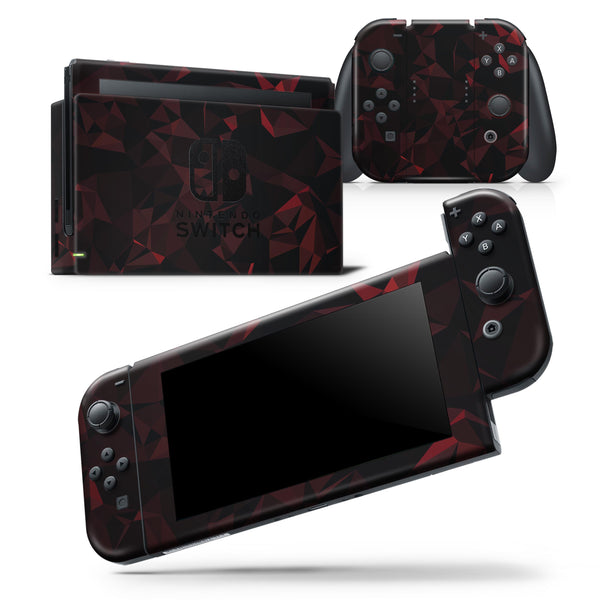 Dark Red Geometric V2 - Skin Wrap Decal for Nintendo Switch Lite Console & Dock - 3DS XL - 2DS - Pro - DSi - Wii - Joy-Con Gaming Controller