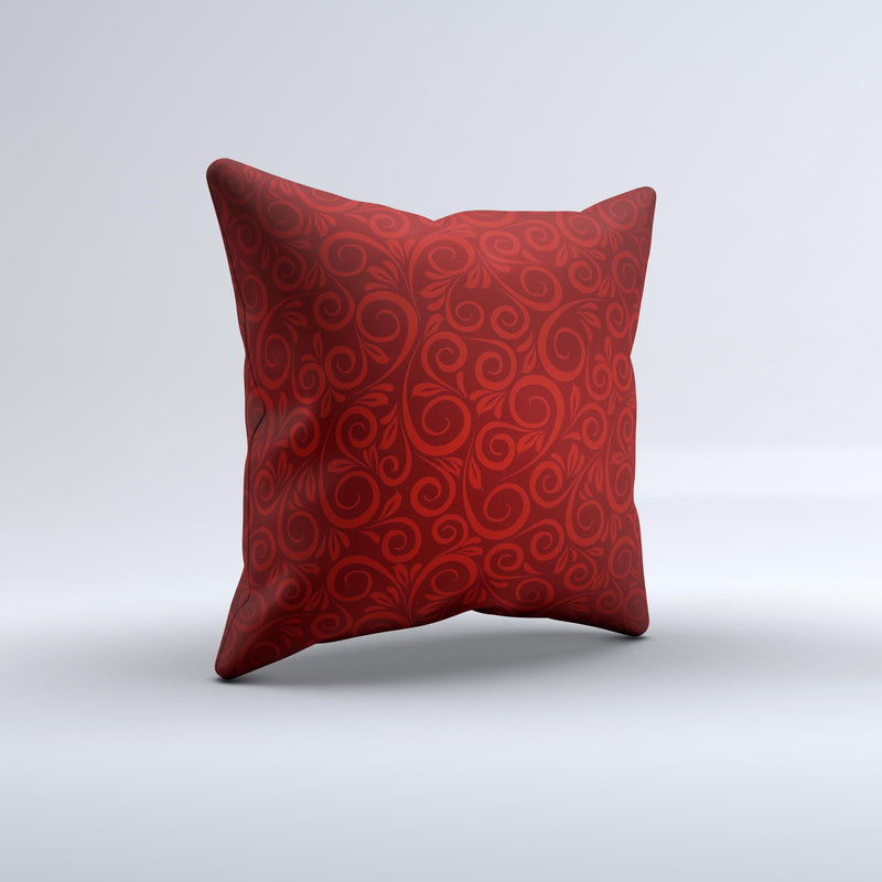Dark Red Spiral Pattern V23 ink-Fuzed Decorative Throw Pillow