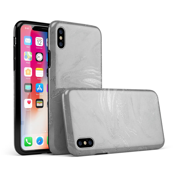 Dark Silver Marble Swirl V6 - iPhone X Swappable Hybrid Case