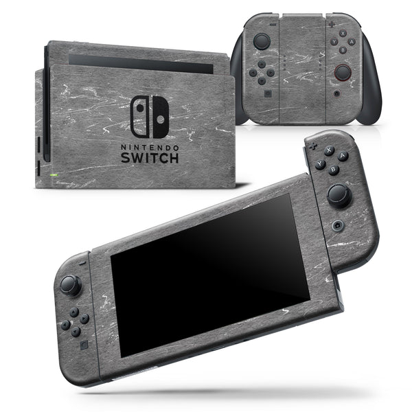 Dark Silver Marble Swirl V8 - Skin Wrap Decal for Nintendo Switch Lite Console & Dock - 3DS XL - 2DS - Pro - DSi - Wii - Joy-Con Gaming Controller