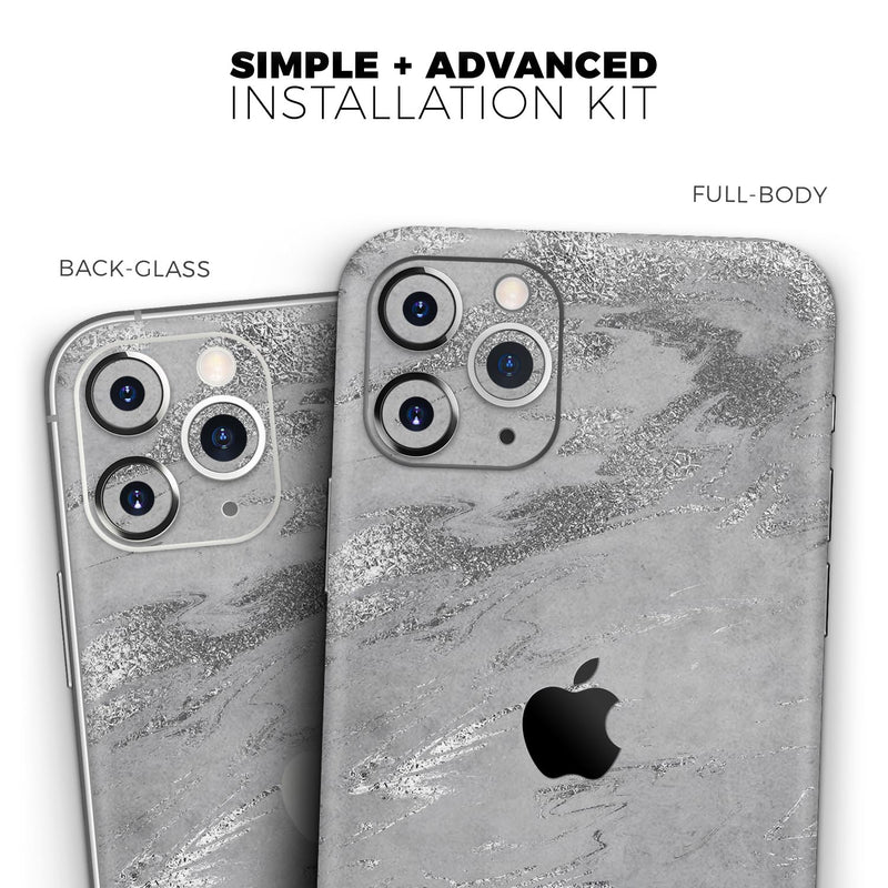 Dark Silver Marble Swirl V9 - Skin-Kit compatible with the Apple iPhone 13, 13 Pro Max, 13 Mini, 13 Pro, iPhone 12, iPhone 11 (All iPhones Available)