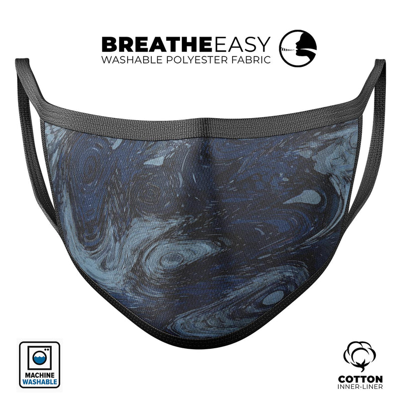 Dark Slate Marble Surface V32 - Made in USA Mouth Cover Unisex Anti-Dust Cotton Blend Reusable & Washable Face Mask with Adjustable Sizing for Adult or Child