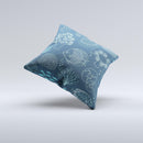 Dark Teal Sea Creature Icons ink-Fuzed Decorative Throw Pillow