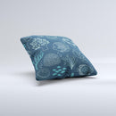 Dark Teal Sea Creature Icons ink-Fuzed Decorative Throw Pillow