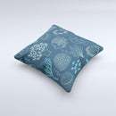 Dark Teal Sea Creature Icons ink-Fuzed Decorative Throw Pillow
