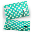 Dark Teal and White Polka Dots Pattern - Premium Protective Decal Skin-Kit for the Apple Credit Card
