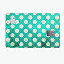Dark Teal and White Polka Dots Pattern - Premium Protective Decal Skin-Kit for the Apple Credit Card