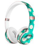 Dark Teal and White Polka Dots Pattern Full-Body Skin Kit for the Beats by Dre Solo 3 Wireless Headphones