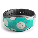 Dark Teal and White Polka Dots Pattern - Decal Skin Wrap Kit for the Disney Magic Band