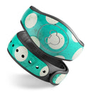Dark Teal and White Polka Dots Pattern - Decal Skin Wrap Kit for the Disney Magic Band