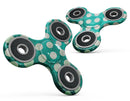 Dark Teal and White Polka Dots Pattern Full-Body Fidget Spinner Skin-Kit