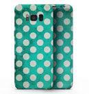 Dark Teal and White Polka Dots Pattern - Samsung Galaxy S8 Full-Body Skin Kit
