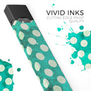 Dark Teal and White Polka Dots Pattern - Premium Decal Protective Skin-Wrap Sticker compatible with the Juul Labs vaping device