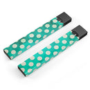 Dark Teal and White Polka Dots Pattern - Premium Decal Protective Skin-Wrap Sticker compatible with the Juul Labs vaping device