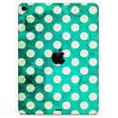 Dark Teal and White Polka Dots Pattern - Full Body Skin Decal for the Apple iPad Pro 12.9", 11", 10.5", 9.7", Air or Mini (All Models Available)