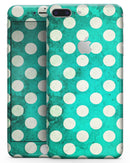 Dark Teal and White Polka Dots Pattern - Skin-kit for the iPhone 8 or 8 Plus