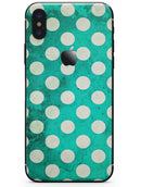 Dark Teal and White Polka Dots Pattern - iPhone X Skin-Kit